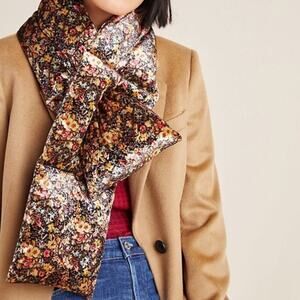 Anthropologie Garnet Velvet Puffer Scarf unique cold weather puffy NWT